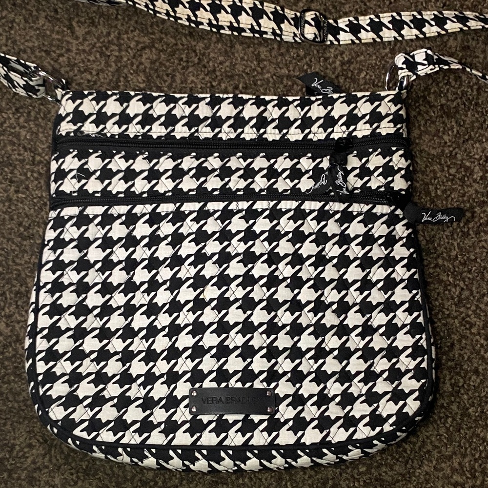 Vera Bradley Houndstooth Crossbody Bag in Black and White